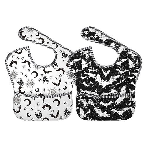 Qwalnely Bibs Cute Baby Stuff 2Packs for 6-24 Months Waterproof Washable Fabric