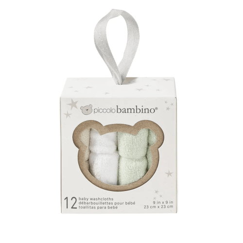 Piccolo Bambino Washcloths Gift box (12) - Sage