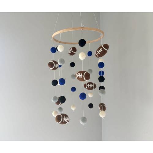 Customizable Football Ceiling Mobile - Sports Fan Themed Boys Nursery - Custom Kids Room Pom Decor - Match your Favorite NFL College Team
