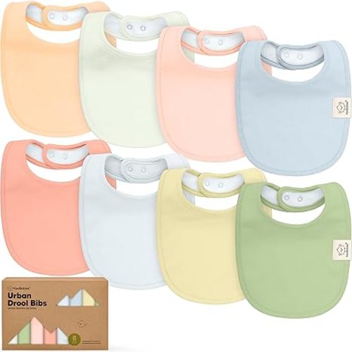 KeaBabies 8-Pack Organic Baby Bibs for Boys, Girls - Soft Cotton Drooling and Teething Bibs for Baby Girl & Boy, Extra Absorbent, Easy To Clean & Put On for Toddler, Newborn, Infant 0-24 Months(Dew)