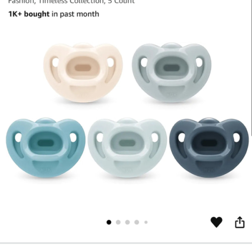 NUK 100% Silicone Comfy Orthodontic Pacifiers, 0-6 Months, Blue Fashion, Timeless Collection, 5 Count