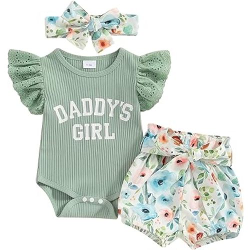 Hello World Newborn Outfit Baby Girl Going Home Outfit Ruffle Ribbed Romper Top Floral Pants Set Cute Summer Clothes