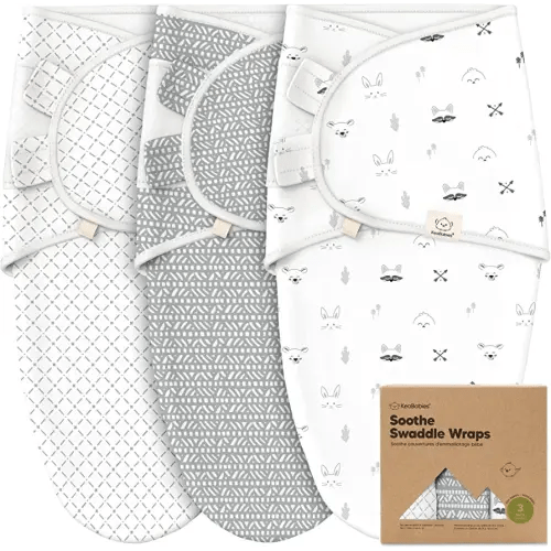 3-Pack Organic Baby Swaddle Sleep Sacks - Newborn Swaddle Sack, Ergonomic Baby Swaddles 0-3 Months, Swaddles for Newborns, Baby Sleep Sack, Baby Swaddle Blanket Wrap, Baby Essentials (Nordic)