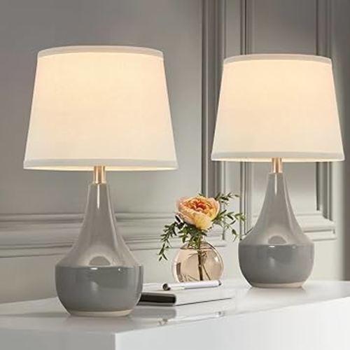 GyroVu Table Lamp Set of 2, 18.6“ Tall Ceramic Table Lamp Classic Beside Lamps Nightstand Lamp Modern Table Lamp for Living Room, Bedroom & Office Rocker Swtich Pink-LED Bulbs Included - Amazon.com
