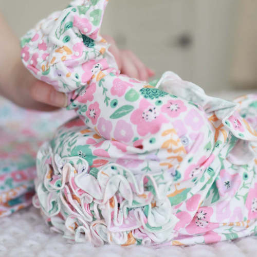 Willow's Whimsy Floral Ruffle Zipper Footie