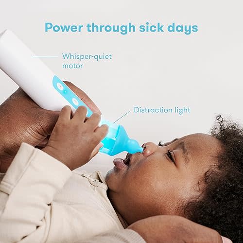 Frida Baby Electric NoseFrida Nasal Aspirator for Baby, Nose Sucker for Baby & Toddler, Nasal Aspirator for Congestion Relief with 3 Suction Levels, 2 Silicone Tips, USB Rechargeable