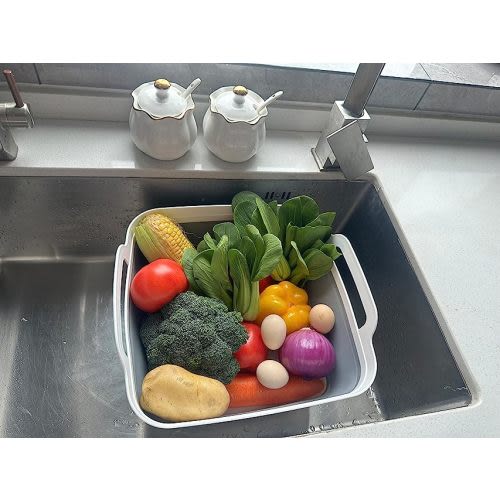 Collapsible Dish Tub 9L-Collapsible Basin Bucket Portable Sink-Outdoor Multiuse Foldable Sink Tub Wash Dish Basin for Kitchen Sink RV Camping - 9l Dishpan Grey