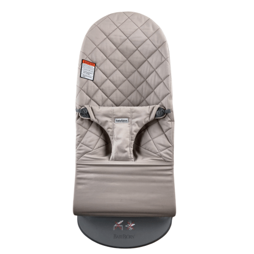 BabyBjorn Bouncer Bliss, Dark Gray Frame, Sand Gray Cotton Classic Quilt