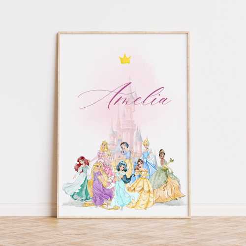 Personalized Princess Castle Print: Custom Girl's Room Wall Art (Digital Download)