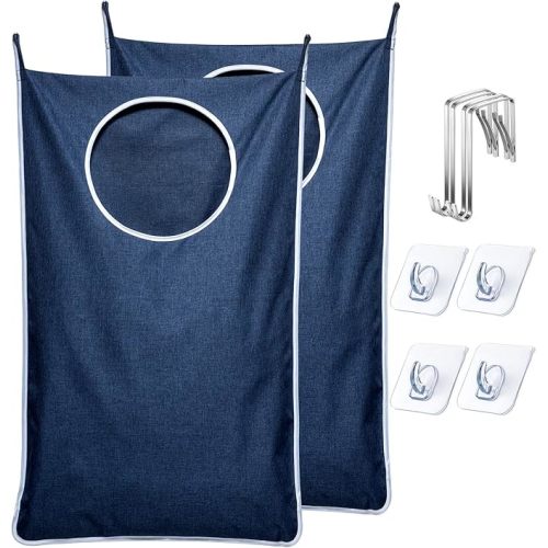 KEEPJOY Hanging Laundry Hamper Bag with 2 Different Types of Hooks, Size 20 x 30 Inch Door Laundry Hamper Storage Bag for Dirty Clothes, Blankets, and Toys (Grey, 1-Pack)