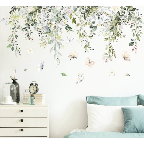 Hanging Vines and Leaves Wall Stickers / Greenery Wall Decal / Nature Wall Decal for Girls Bedroom / Removable Botanical Nursery Decor