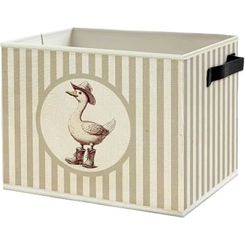 Western Cowboy Goose Storage Bin Basket with Handles