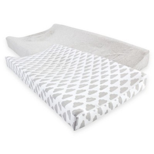 Hudson Baby Infant Cotton Changing Pad Cover, Heather Gray Cloud, One Size