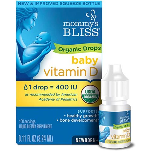 Mommy's Bliss Organic Baby Vitamin D Drops | Promotes Healthy Growth and Bone Development | Age Newborn+ | 0.11 Fl Oz (100 Servings)