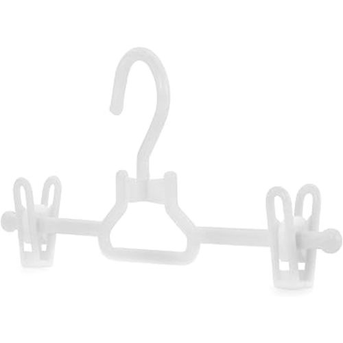 HANGERWORLD 11.8inch Kids Child Baby Pant and Skirt Hangers with Clips Swivel Hook (20 Pack, White)