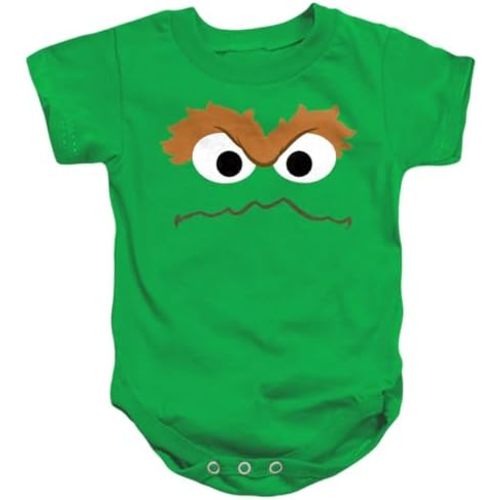Popfunk Oscar The Grouch Face Sesame Street Baby Onesie Bodysuit, (18 Months)