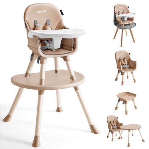 HARPPA Baby High Chair, 8 in 1 Convertible, Khaki, Toddler Booster