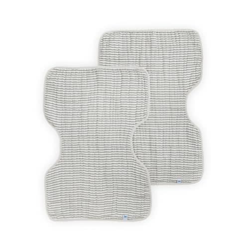 Little Unicorn Ultra-Absorbent Premium Burp Cloth 2 Pack | Soft on Baby's Skin | Larger Size | Ergonomic Design | Set of 2 (Grey Stripe)