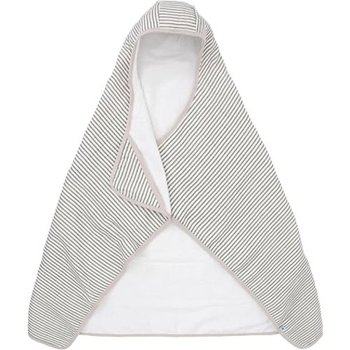 Little Unicorn Cotton Muslin & Terry Hooded Towel, Larger Size 1-6 Years (Grey Stripe)