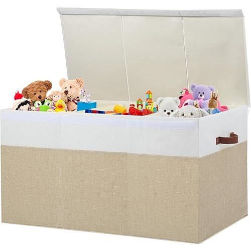 Extra Large Toy Storage Box with Lid,Toy Chest Bin Basket with Dividers
