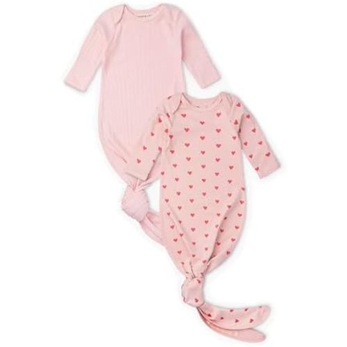 MONICA + ANDY Knot It Baby 2-pack Tie Gown, 100% Organic Baby Clothes for Boys & Girls, Sizes For Preemie, Newborn & Infant