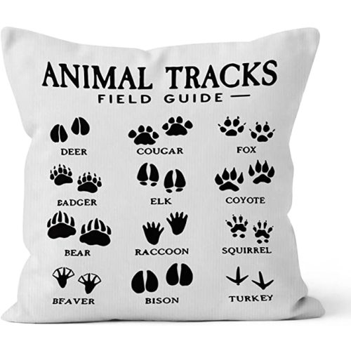 HIWX Animal Tracks Field Guide Decorative Pillowcase Throw Pillow Cover, Animal Paw Camper Woodland Theme for Sofa Bed Nursery Room Home Decor 18 x 18 Inch Pillow Case