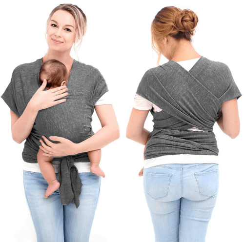 Mushroom Planet Premium Baby Wrap Carrier - For newborns and babies up to 35 lbs - Dark Gray