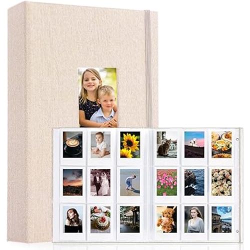 Photo Album for Mini Pictures, 432 Pockets, 2x3 inches,Mini Polaroid Album book Compatible with Fujifilm Instax Mini and Polaroid Snap Beige