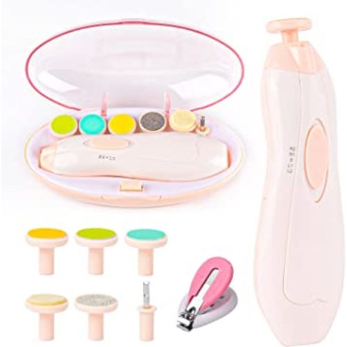 Baby Nail Filer and Baby Nail Clippers with Light Set, Lupantte Electric Infant Nail Trimmer Kit, for Newborn Toddler Kids Toes and Fingernails, Polish and Trim