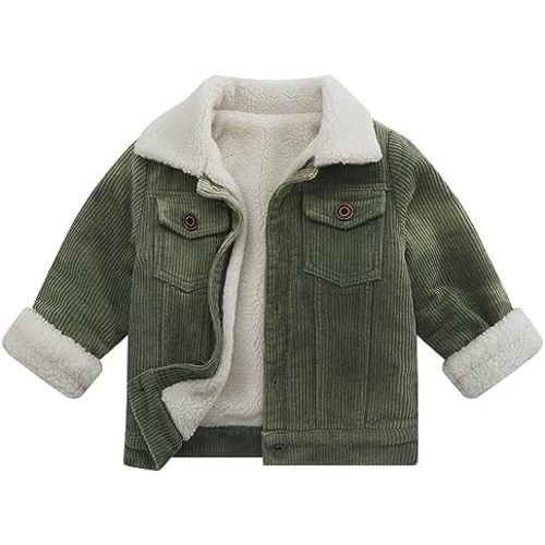 Toddler Boy Winter Corduroy Jacket Baby Girl Fall Sherpa Lined Outwear Coat