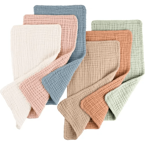 Konssy Muslin Baby Burp Cloths 6 Pack, Soft Absorbent 100% Cotton Burping Clothes for Newborns, Baby Boys and Girls, Unisex