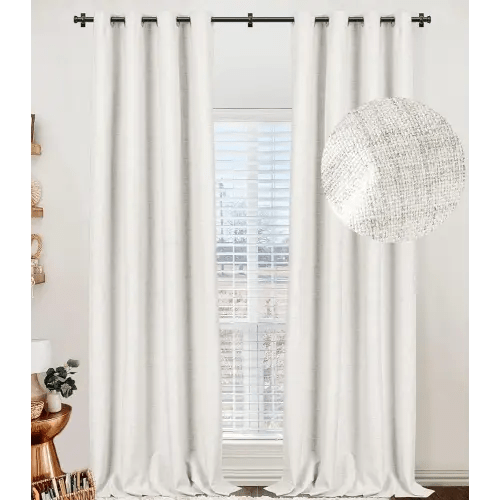 100% Blackout Curtains 72 Inches Long,Linen Blackout Curtains 72 Inch Length 2 Panels Set,Thermal Insulated Full Light Blackout Curtains for Bedroom/Living Room,50" W x 72" L 2 Panels,Cream Linen