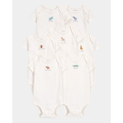 Baby 7-Pack Days Of The Week Short-Sleeve Cotton Bodysuits - Ivory - Carter's | Carter's
