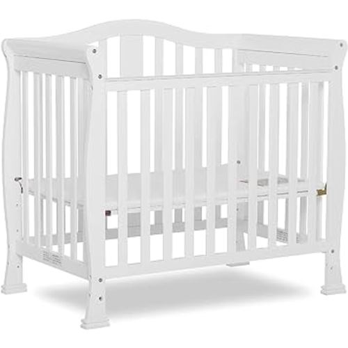 Dream On Me Addison 4-In-1 Convertible Mini Crib In White, Greenguard Gold Certified, Non-Toxic Finishes, Built Of New Zealand Pinewood, Comes With 1” Mattress Pad