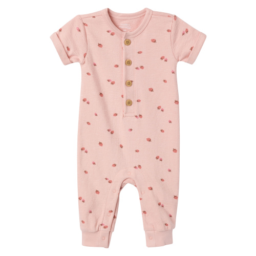 Modern Moments by Gerber Gender Neutral Short Sleeve Henley Romper, Sizes 0/3 Months - 24 Months
