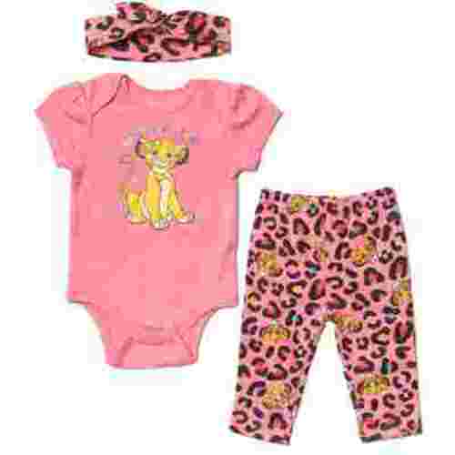 Disney Lion King Simba Newborn Baby Girls Bodysuit Pants and Headband 3 Piece Outfit Set Newborn to Infant