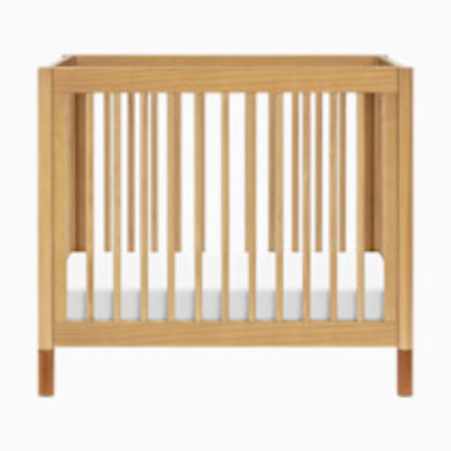 babyletto Gelato 4-in-1 Convertible Mini Crib - Honey With Vegan Tan Leather Feet