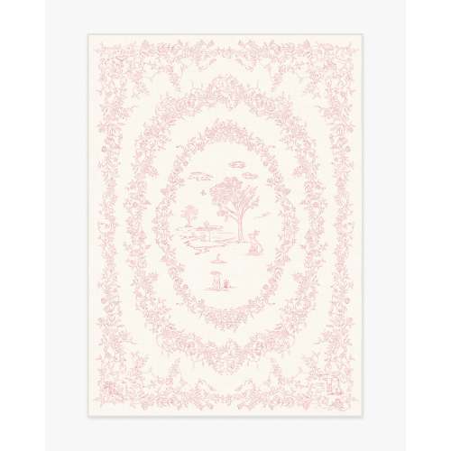 Bashful Bunny Toile Pink Rug | Ruggable US