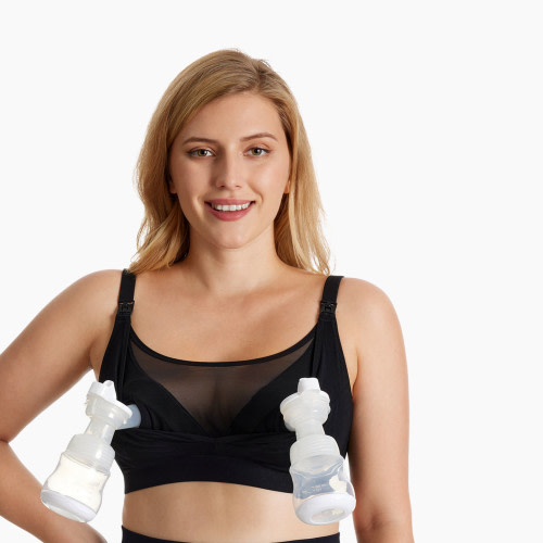 Momcozy Mesh Pumping Bra - Black, 2 Xl