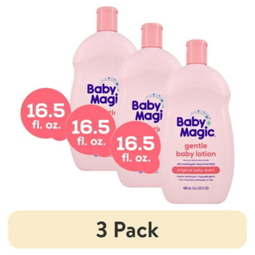 (3 pack) Baby Magic Gentle Lotion with Original Baby Scent, Free of Parabens, Mineral Oil, 16.5 fl oz
