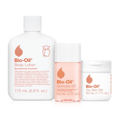 Bio-Oil Skincare Set for Scars, Stretch Marks, and Dry Skin, 3 Pc Travel Size Kit Includes Skin Care Oil (2 oz), Dry Skin Gel (1.7 oz), and Body Lotion (5.7 oz), Pregnancy and Maternity Stretch Marks