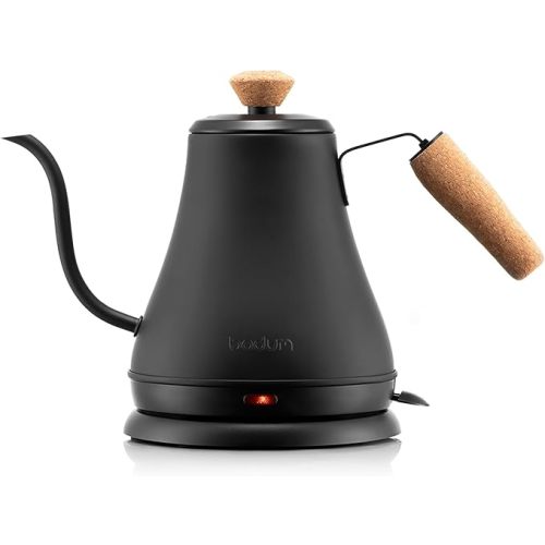 Bodum 27oz Bistro Gooseneck Electric Water Kettle, Pour Over Coffee & Tea, Stainless Steel, Matte Black