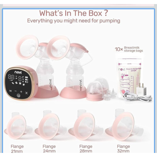 NCVI Electric Breast Pump 8782, Portable Hospital-Grade Double Pump with 4 Modes & 9 Levels, Anti-Backflow, Rechargeable Quiet Breastfeeding Pump for Efficient Comfortable Use at Home, Work or Travel