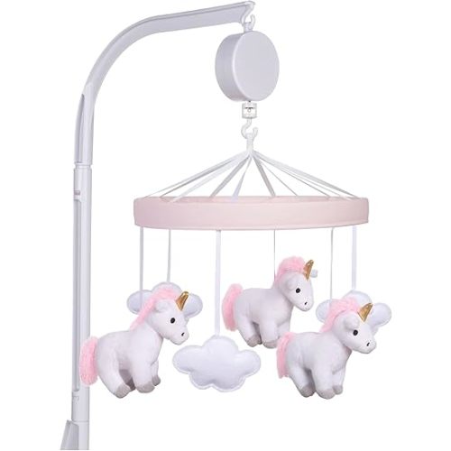 Sammy & Lou Unicorn Baby Crib Mobile with Music, Crib Mobile Arm Fits Standard Crib Rail
