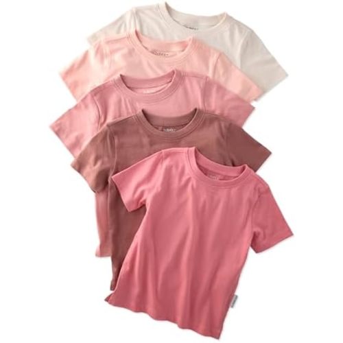 Butterblu Taylor 5-Pack Toddler Short Sleeve T-Shirts 100% Organic Cotton for Toddler Boys and Girls