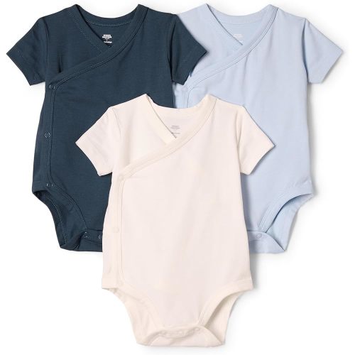 Amazon Essentials x Sofia Grainge Unisex Babies' Side Snap Short Sleeve Bodysuit, Pack of 3