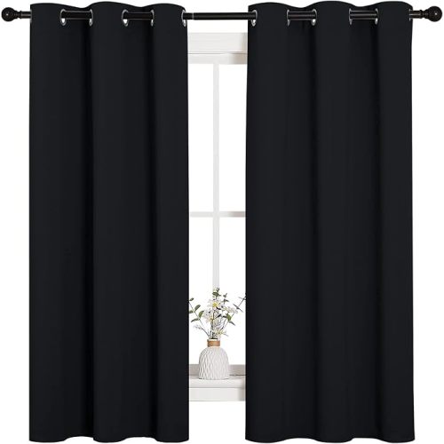 NICETOWN Black Blackout Curtains for Bedroom 42" Wide x 63" Long 2 Panels