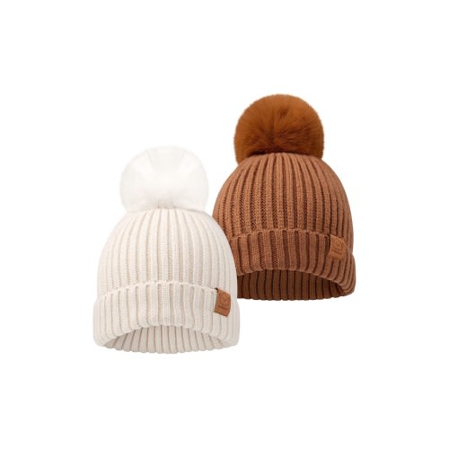 2-Pack Pom Knitted Beanie, Small