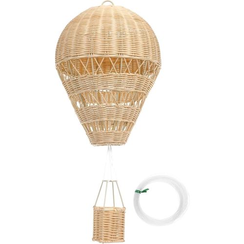 Natural Rattan Woven Hot Air Balloon Decor for Room Chic Rattan Craft Hanging Wall Adornment Home Decorative Supply