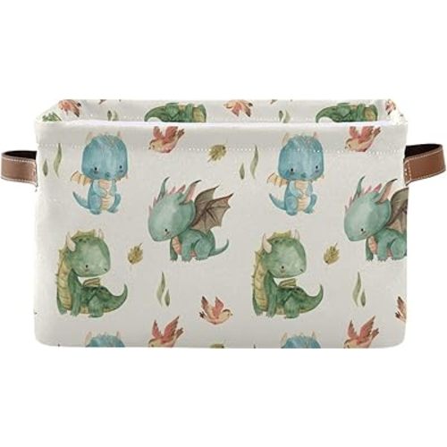 Watercolor Dragon Storage Baskets Foldable Fabric Baskets Large Storage Bins for Organizing Shelves Closet Home, Decorate Your Rooms